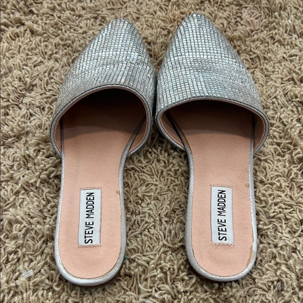 Steve Madden Sparkling Silver Mules Women's Size 8.5 - Picture 4 of 7